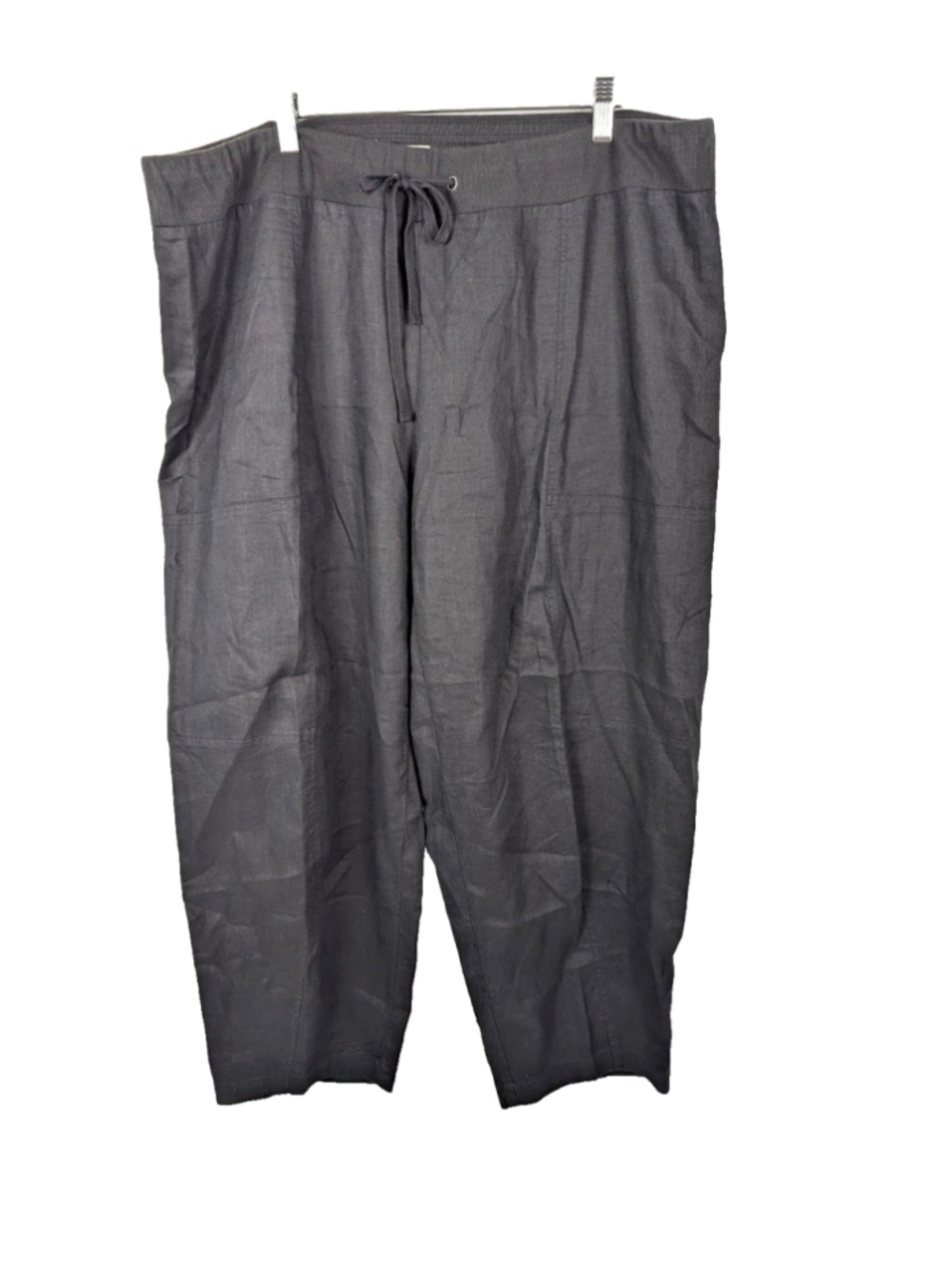 Eileen Fisher 100% Organic Linen Lantern Barrel Pants Size XL Black Classic